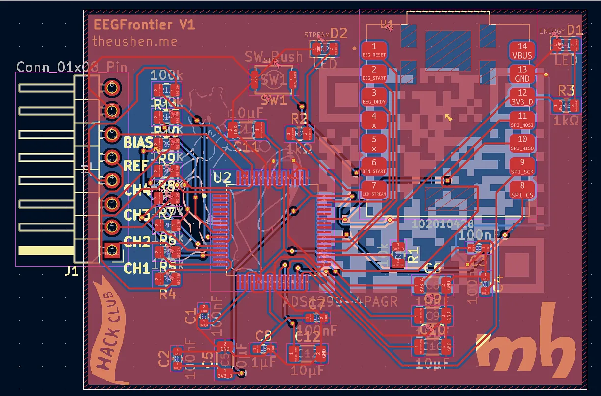 EEGFrontier V1 PCB layout